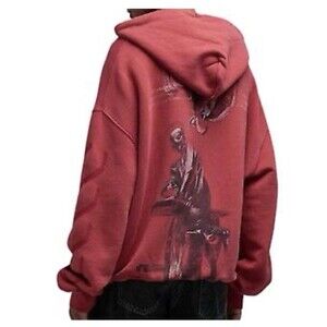 Off-White St. Matthew Design Skate Fit Washed Red Distressed Hoodie Small